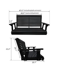 2-Seater 4 Ft Hdpe Porch Swing, for Outdoor Patio Garden Yard (Darknight Black)