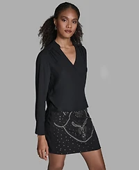 Bcbg Women's Long-Sleeve Hi-Low Top