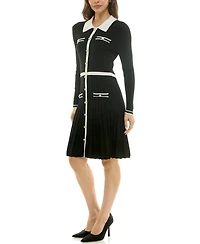 Taylor Women's Collared Button Front Sweater Dress