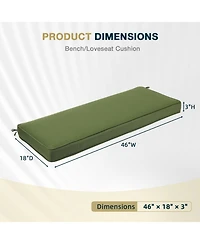 Aoodor Patio Bench Cushion Outdoor Olefin Fabric Slipcover Sponge Foam 46.5” x 17.7” x 3” - Green