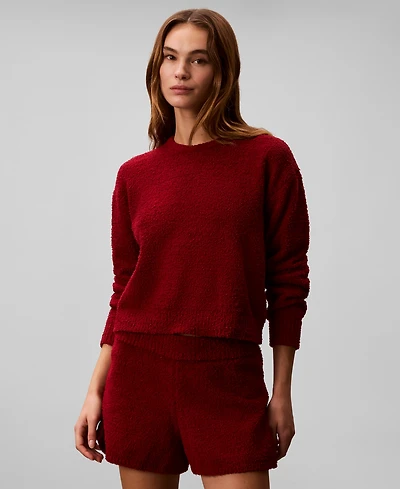 Calvin Klein Women's Cropped Plush Lounge Sweatshirt