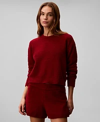 Calvin Klein Women's Cropped Plush Lounge Sweatshirt