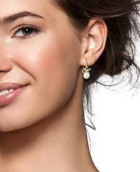 Macy's Cultured Freshwater Pearl (9-10mm) & White Sapphire Bow Drop Earrings (3/8 ct. t.w.) in 18K Gold Flash Plated Sterling Silver