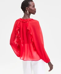 I.n.c. International Concepts Women's Ruffle-Trim V-Neck Blouse, Macy's Exclusive