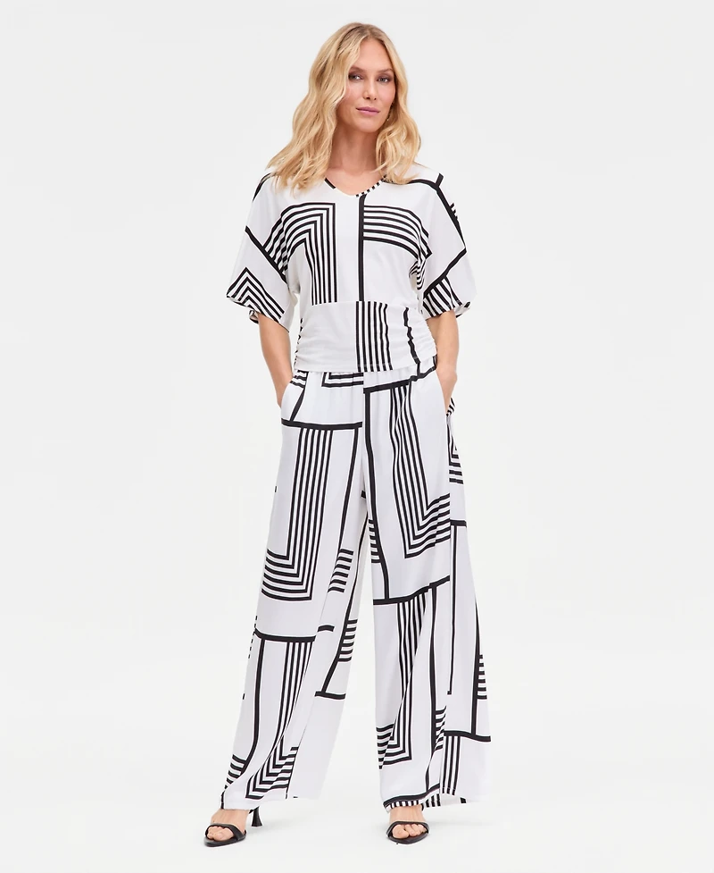 I.n.c. International Concepts Women's Printed V-Neck Top, Macy's Exclusive