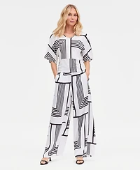 I.n.c. International Concepts Women's Printed V-Neck Top, Macy's Exclusive