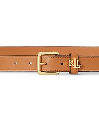 Lauren Ralph Women's Logo-Keeper Leather Skinny Belt