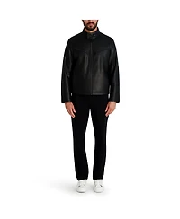 Karl Lagerfeld Paris Men's Circle Stitch Faux Leather Jacket
