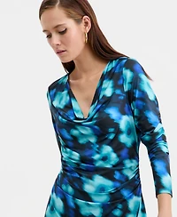 Bar Iii Women's Printed Cowlneck Minidress, Macy's Exclusive
