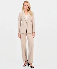 Anne Klein Womens Notch Collar One Button Jacket High Rise Wide Leg Pants