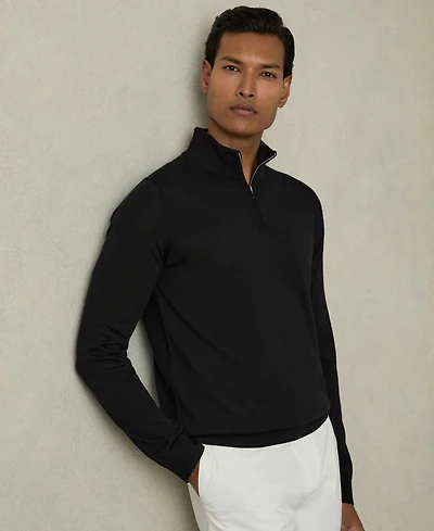 Reiss Men's Merino Wool Half-Zip Funnel Neck Sweater