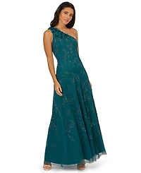 Adrianna Papell Women's One-Shoulder Beaded Dress