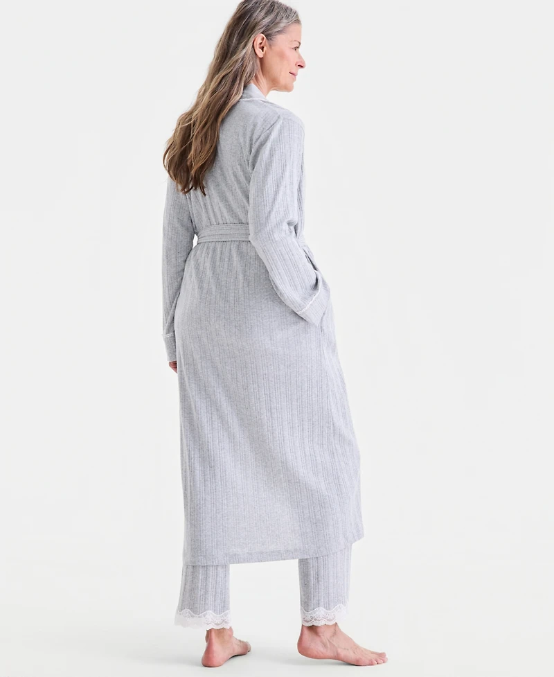 Charter Club Women's Lace-Trim Pointelle Robe, Macy's Exclusive