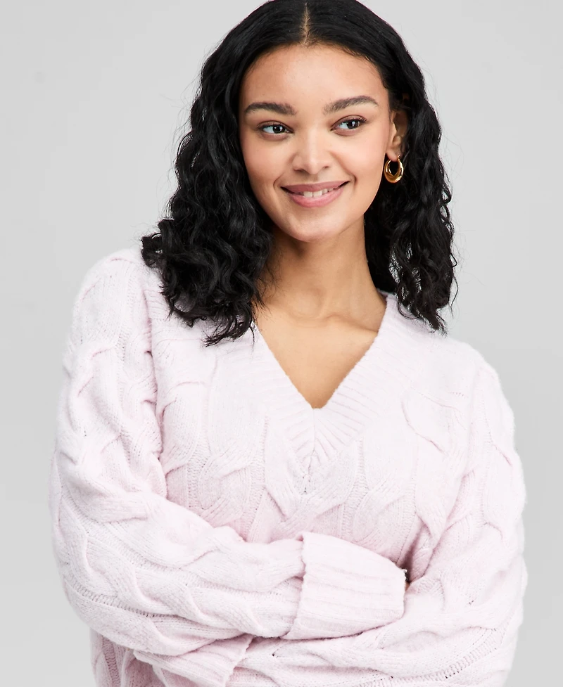 And Now This Women's Long-Sleeve V-Neck Sweater, Macy's Exclusive
