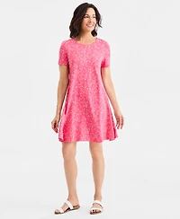 Style & Co Women's Printed Short-Sleeve T-Shirt Dress, Macy's Exclusive