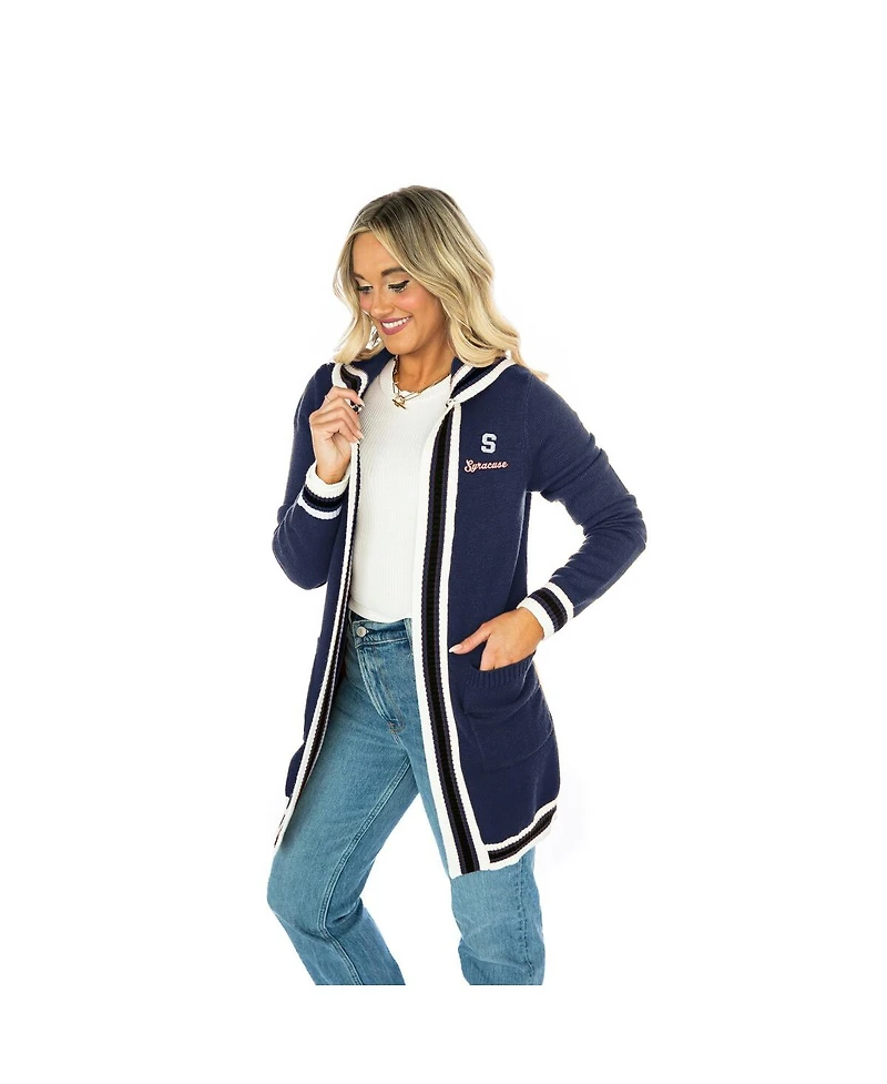 Gameday Couture Women's Navy Syracuse Orange Tri-Blend Rounded Stripe Cardigan