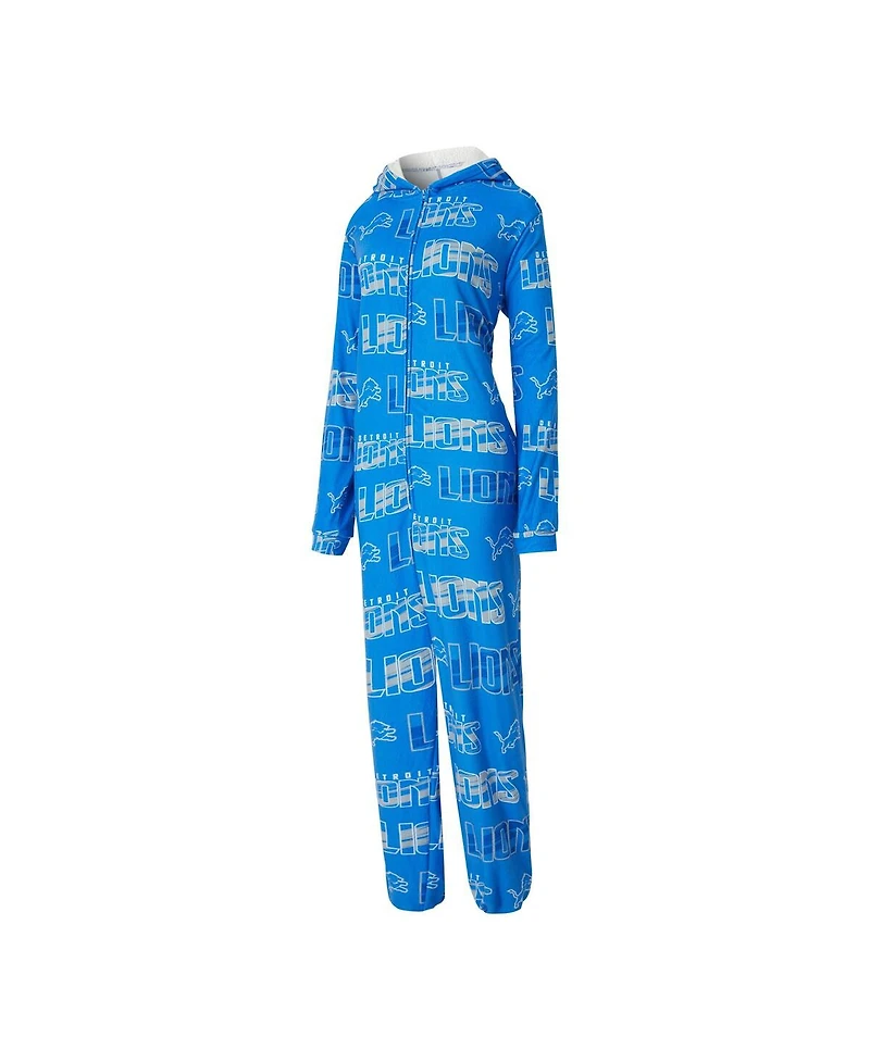 Concepts Sport Women's Blue Detroit Lions Roadway Allover Print Microfleece Full-Zip Union Suit