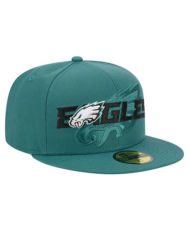 New Era Men's Midnight Green Philadelphia Eagles Overlap Wordmark 59FIFTY Fitted Hat