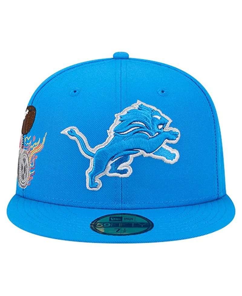 New Era Men's Blue Detroit Lions Group Chat 59FIFTY Fitted Hat