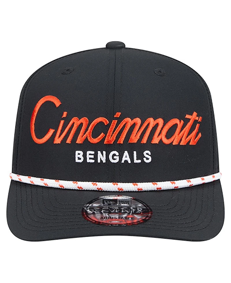 New Era Men's Black Cincinnati Bengals Script 9SEVENTY Adjustable Hat