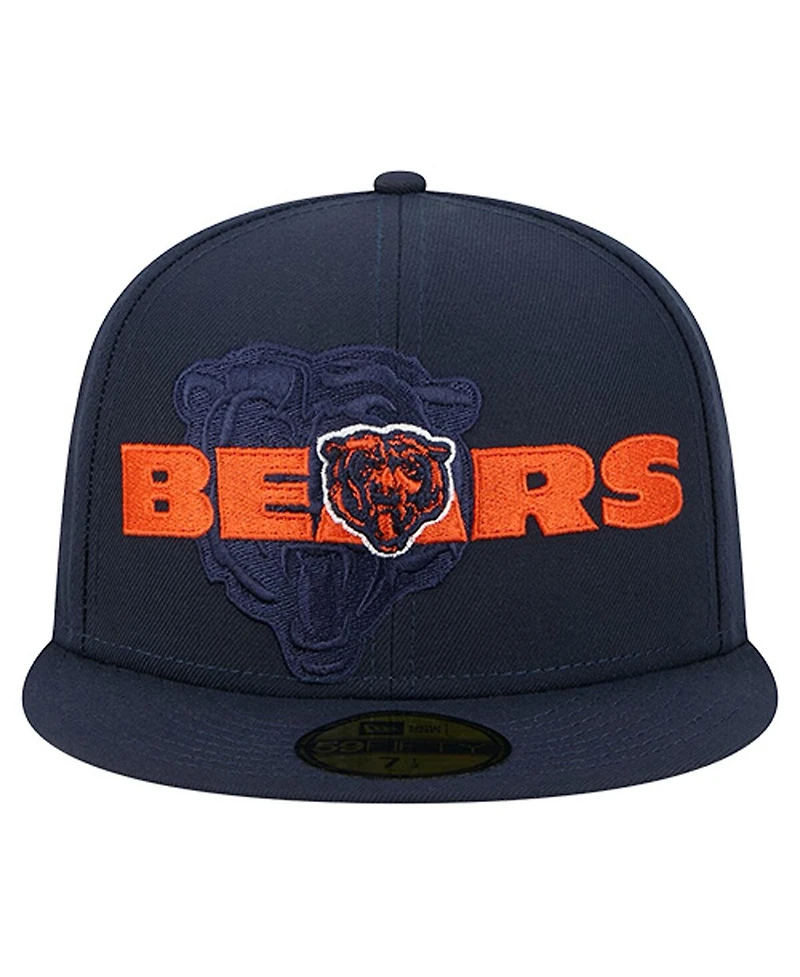 New Era Men's Navy Chicago Bears Overlap Wordmark 59FIFTY Fitted Hat