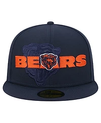 New Era Men's Navy Chicago Bears Overlap Wordmark 59FIFTY Fitted Hat