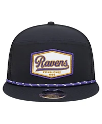 New Era Men's Black Baltimore Ravens Ripstop Patch 9FIFTY Split Panel Snapback Hat