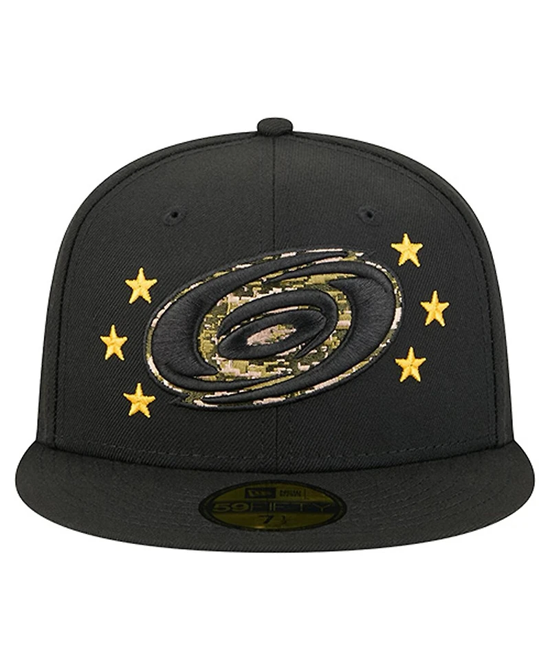 New Era Men's Black Carolina Hurricanes Military Appreciation Digital Camo Stars 59FIFTY Fitted Hat