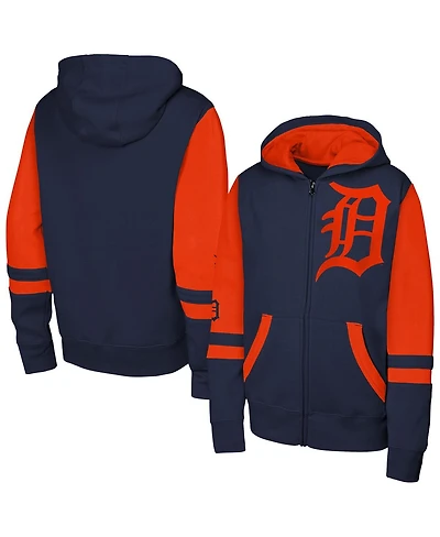 Outerstuff Big Boys and Girls Navy Detroit Tigers Stadium Color Block Full-Zip Hoodie