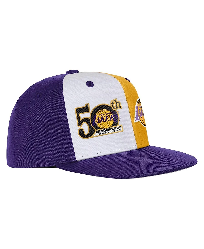 Mitchell & Ness Big Boys and Girls Purple Los Angeles Lakers 50th Anniversary Duo Front Snapback Hat