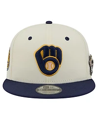 New Era Men's Cream Milwaukee Brewers Mascot Pin 9FIFTY Snapback Hat