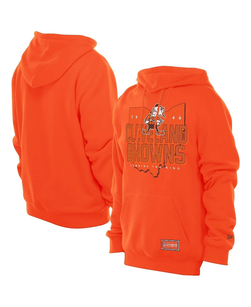 New Era Men's Orange Cleveland Browns Combine Authentic Local State Throwback Hoodie