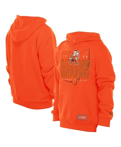 New Era Men's Orange Cleveland Browns Combine Authentic Local State Throwback Hoodie