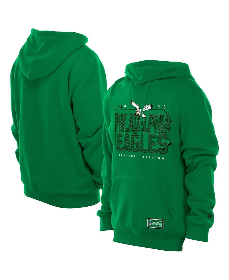 New Era Men's Green Philadelphia Eagles Combine Authentic Local State Throwback Hoodie