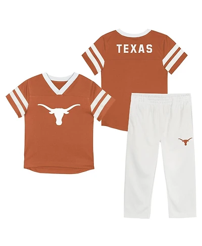 Outerstuff Big Boys and Girls 2-Piece Brown Texas Longhorns Red Zone V-Neck Top Pants Set