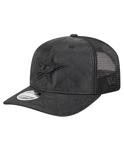 New Era Men's Black Dallas Stars Quilted Nylon 9SEVENTY Adjustable Trucker Hat