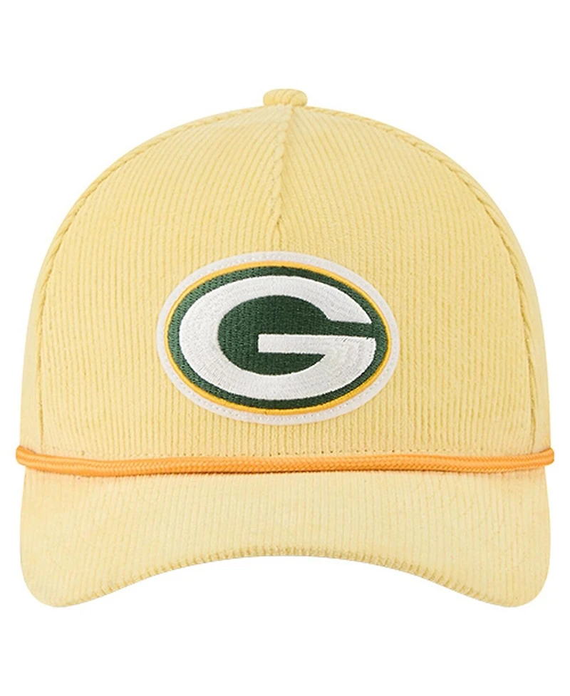 New Era Men's Gold Green Bay Packers Cord Corduroy 9FORTY A-Frame Adjustable Hat