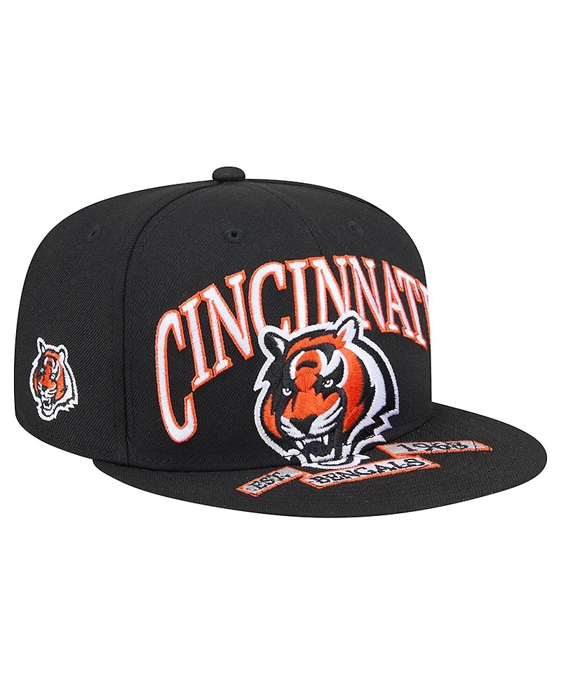 New Era Men's Black Cincinnati Bengals Head Oversized 59FIFTY Fitted Hat
