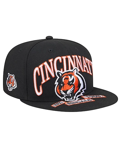 New Era Men's Black Cincinnati Bengals Head Oversized 59FIFTY Fitted Hat