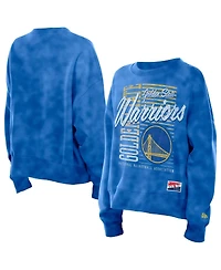 New Era Women's Royal Golden State Warriors Boxy Throwback Mineral Wash Sweatshirt