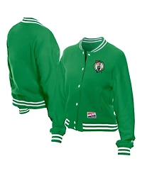 New Era Women's Kelly Green Boston Celtics Throwback Full-Snap Jacket