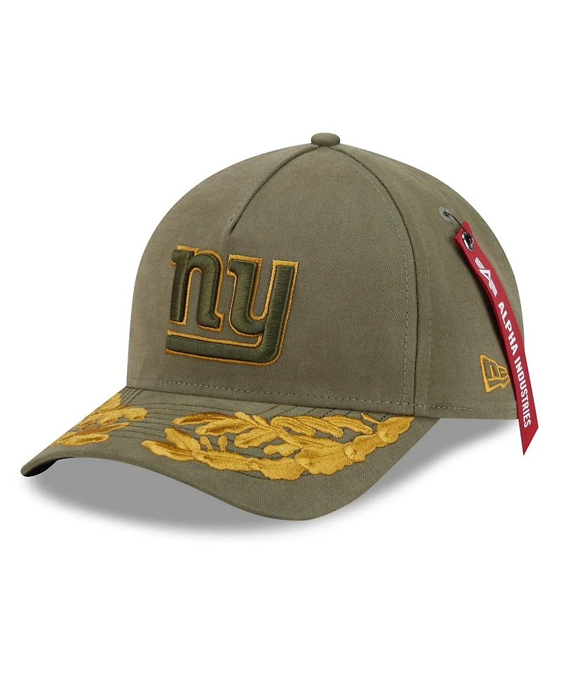 New Era x Alpha Industries Men's Olive New York Giants A-Frame 9FORTY Adjustable Hat