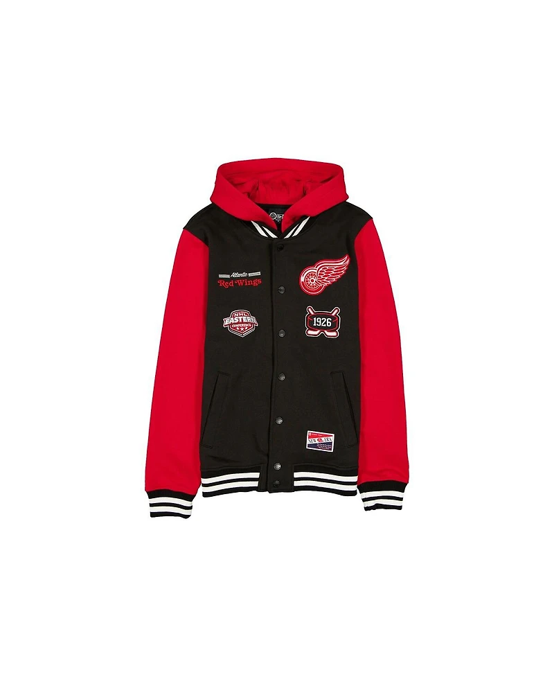 New Era Men's Black/Red Detroit Red Wings Full-Snap Fleece Hoodie Jacket