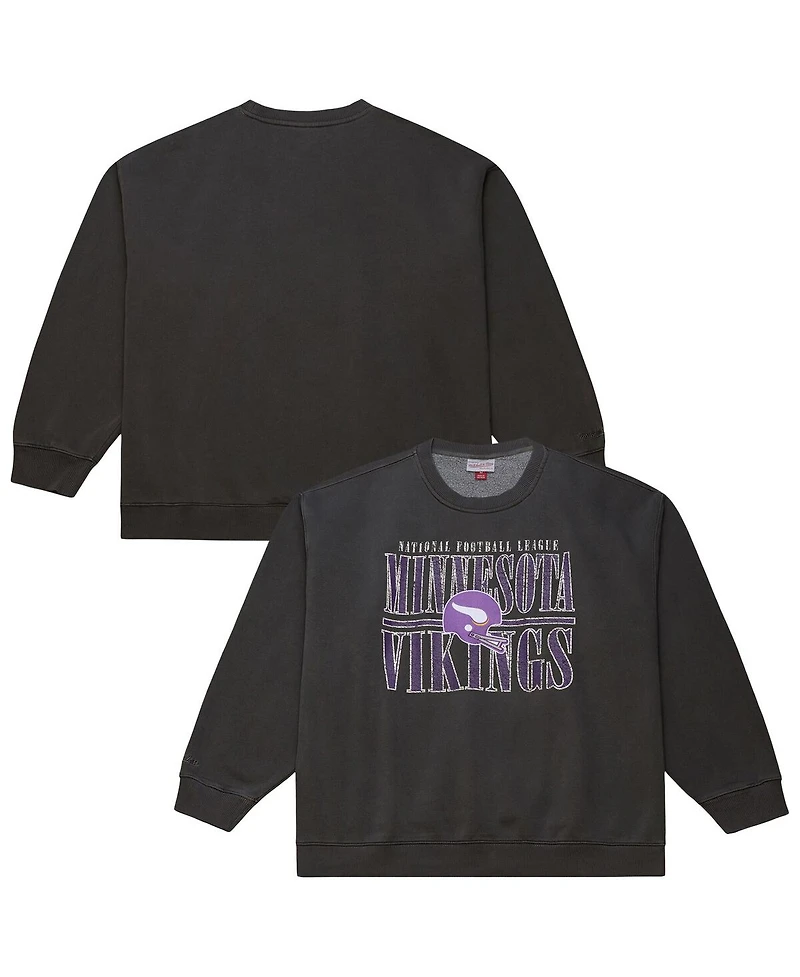 Mitchell & Ness Men's Black Minnesota Vikings Downtown Crew Vintage Logo Sweatshirt