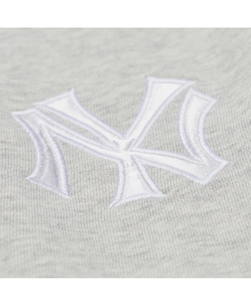 Mitchell & Ness Women's Heather Gray New York Yankees Cooperstown Collection V-Neck Cropped Toggle Sweatshirt