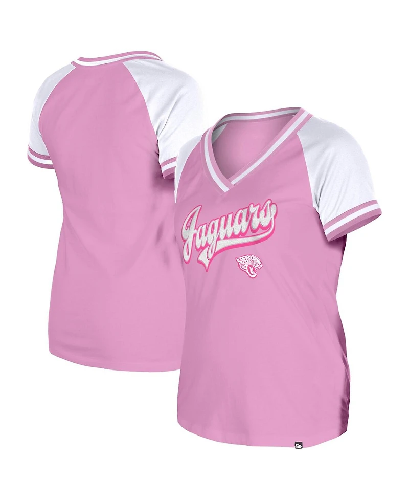 New Era Women's Pink Jacksonville Jaguars Mommy Me V-Neck T-Shirt
