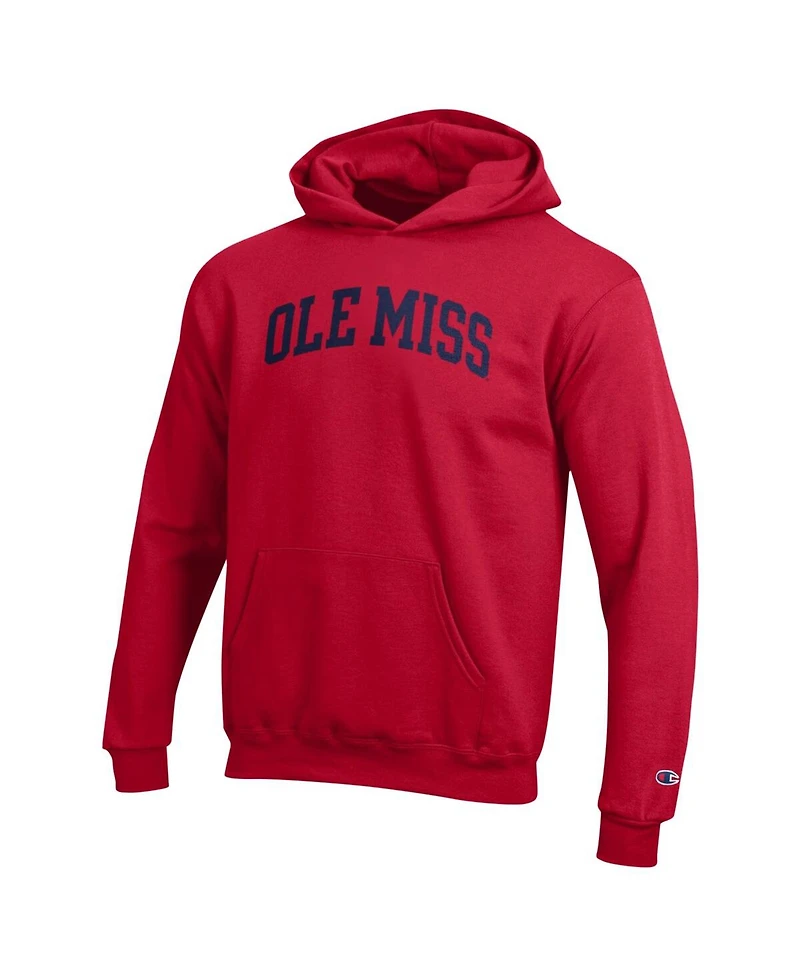 Champion Big Boys and Girls Red Ole Miss Rebels Basic Arch Hoodie