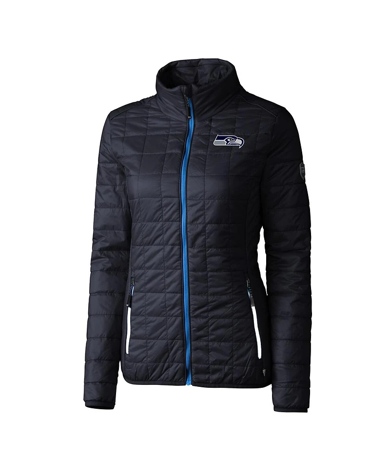 Cutter & Buck Women's Navy Seattle Seahawks Rainier PrimaLoft Eco Insulated Full-Zip Puffer Jacket