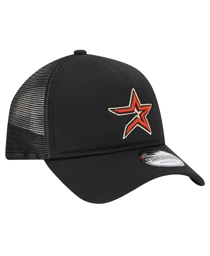New Era Men's Black Houston Astros 9FORTY A-Frame Trucker Adjustable Hat