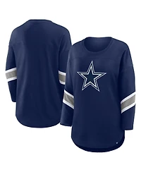 Fanatics Women's Navy Dallas Cowboys Plus Redzone 3/4-Sleeve Scoop Neck T-Shirt